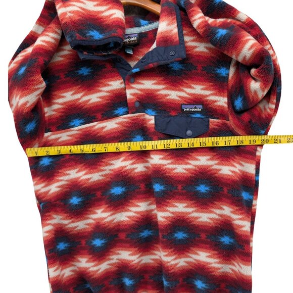 Patagonia Synchilla Snap T Fleece Jacket Womens Red Blue Wild Desert Aztec Sz M - Picture 6 of 9